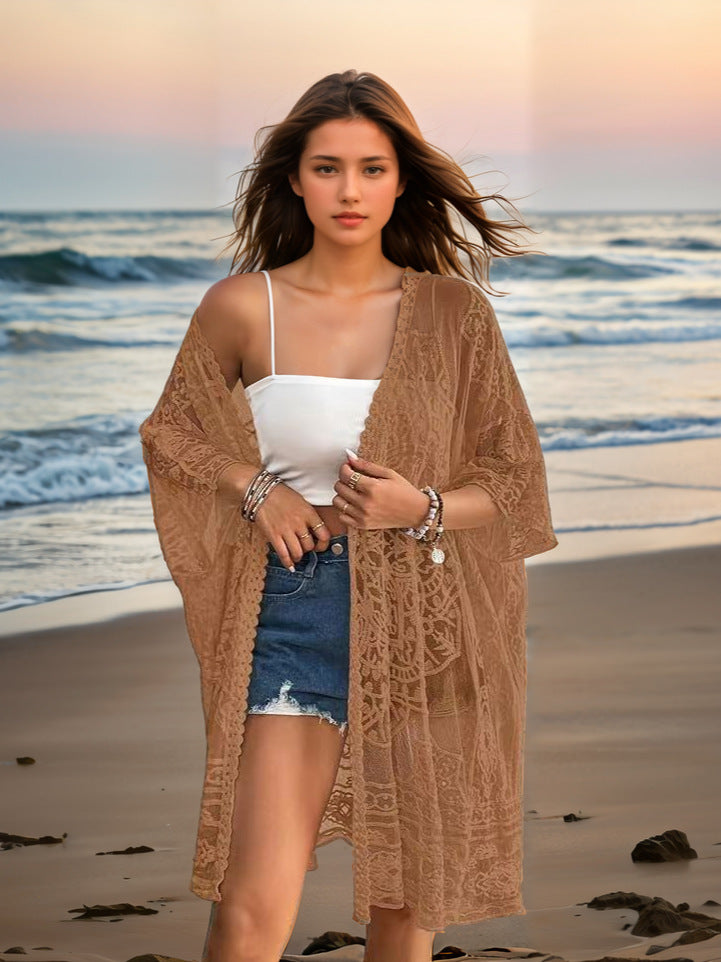 See-through Water-soluble Lace Embroidered Cardigan