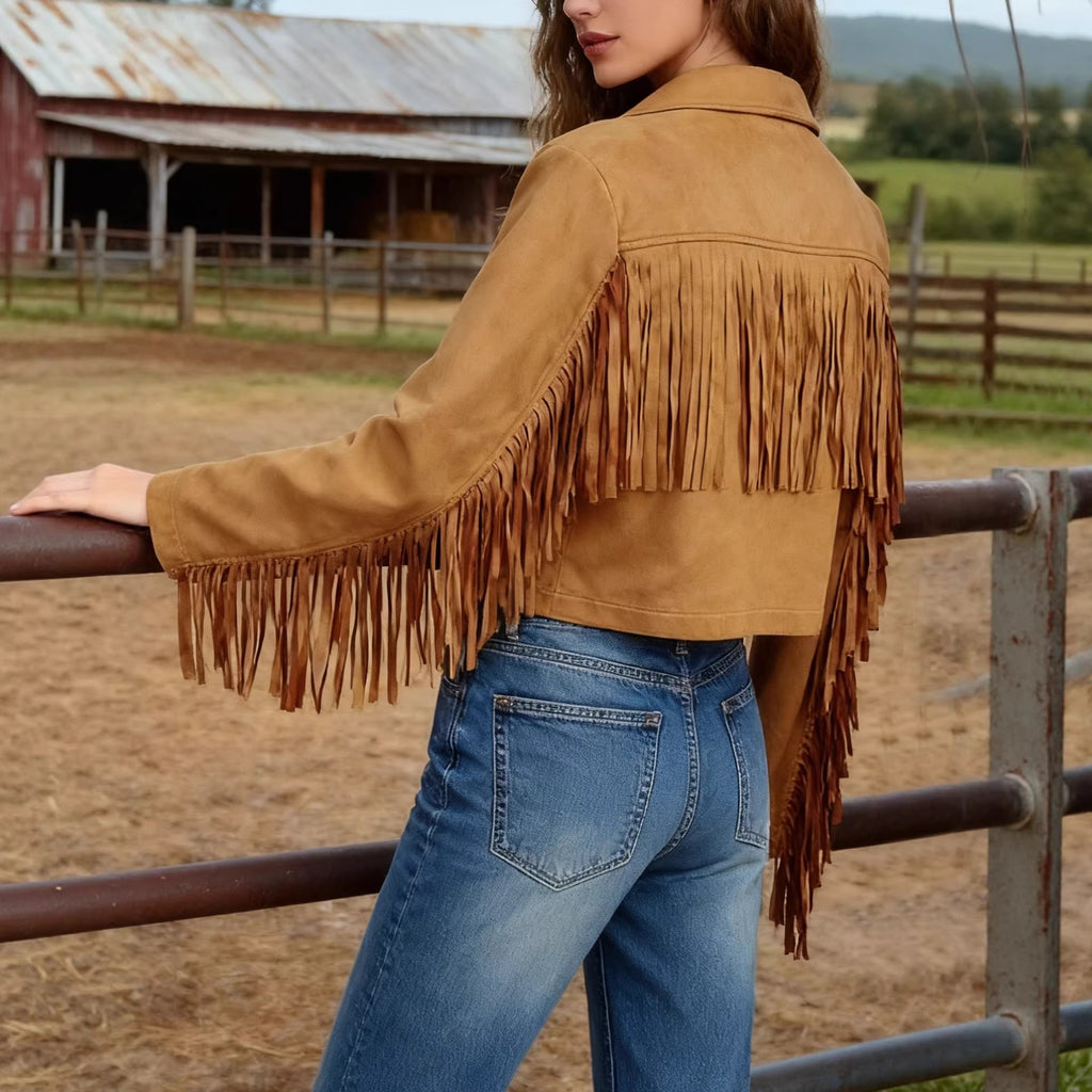 Tassel Edge Decoration Short Casual Jacket