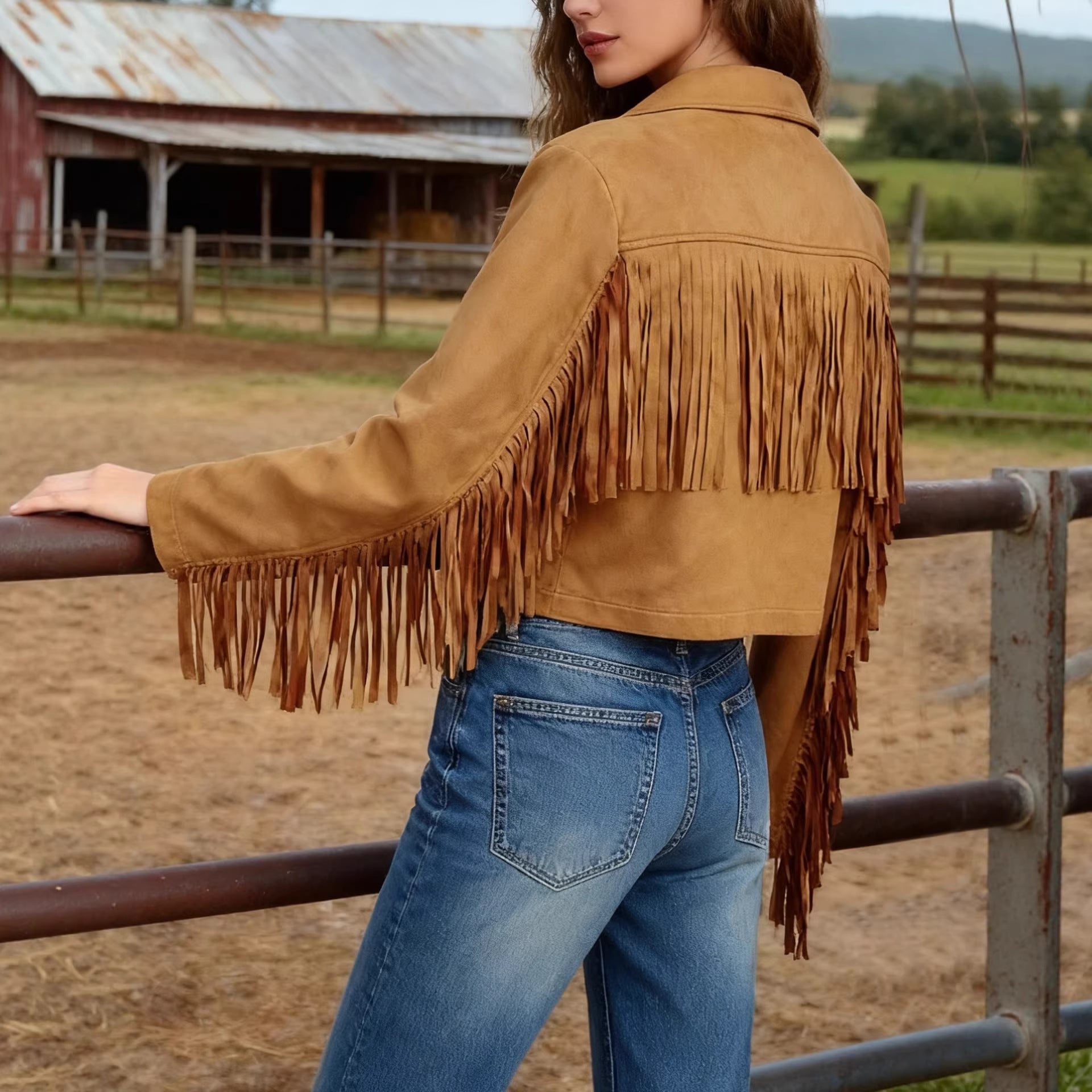 Tassel Edge Decoration Short Casual Jacket