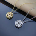 Magnetic Folding Heart Shaped Four Leaf Clover Necklace