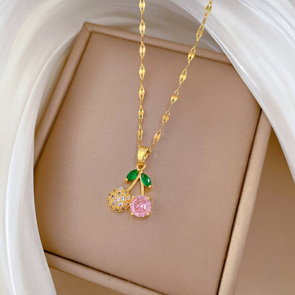 Cherry Diamond Gold Necklace