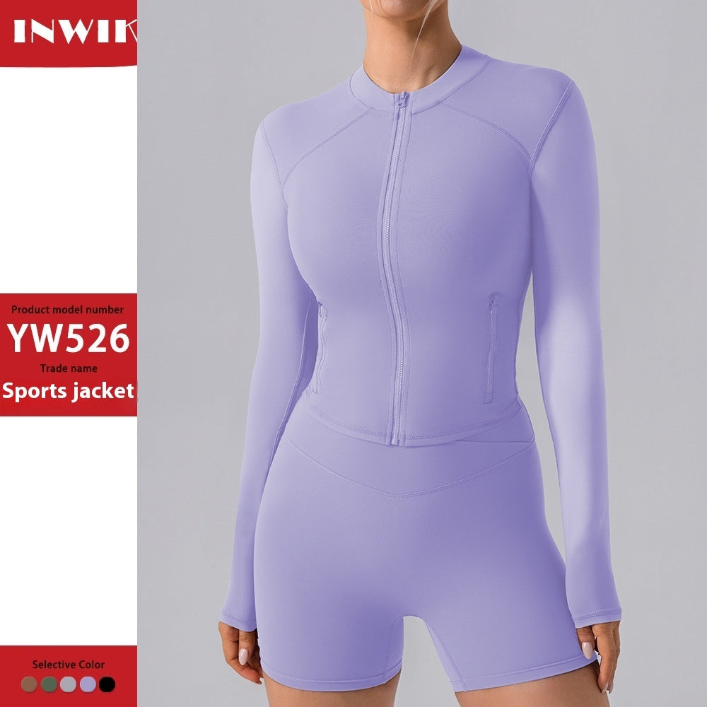 Autumn High Elastic Gym Sports Top Coat