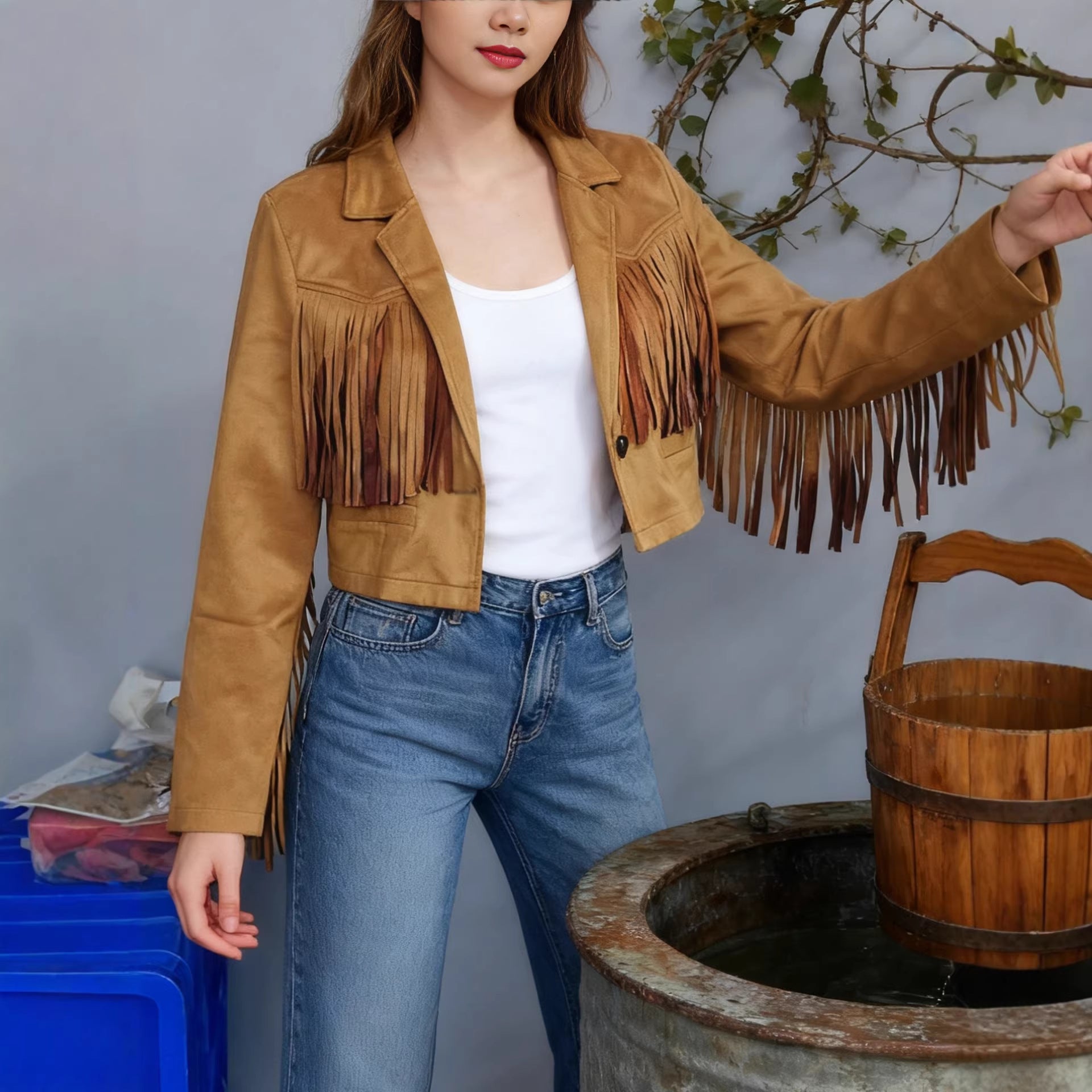 Tassel Edge Decoration Short Casual Jacket