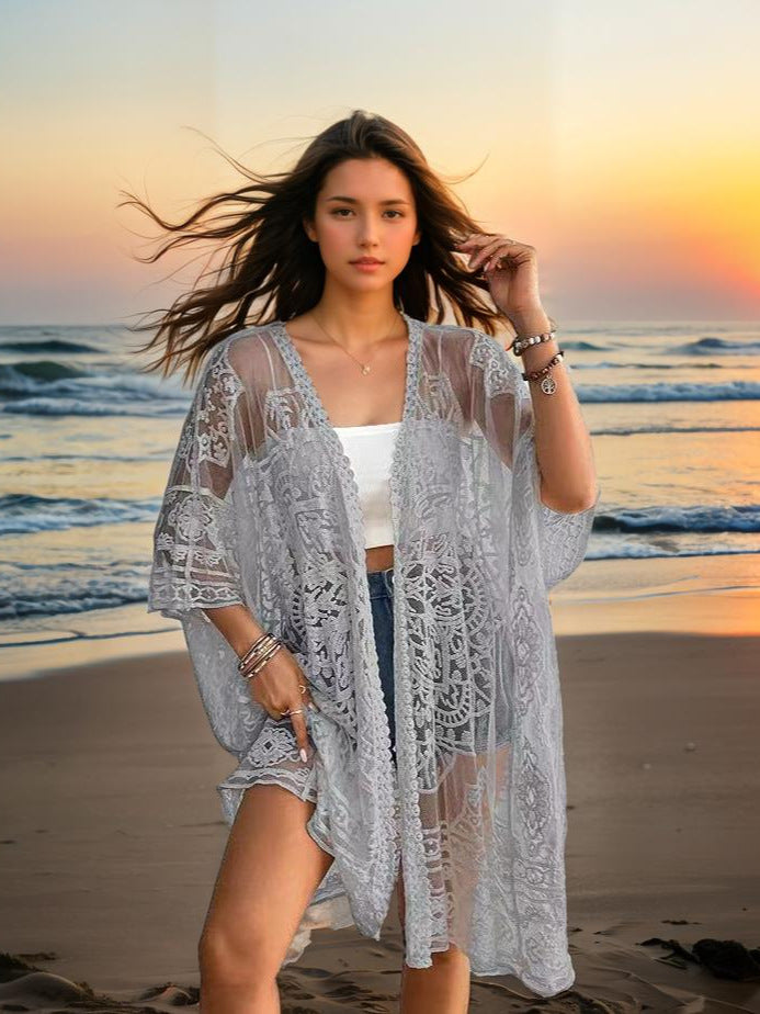 See-through Water-soluble Lace Embroidered Cardigan