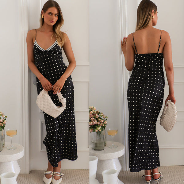 Sling Neckline Lace Slim Fit Dress