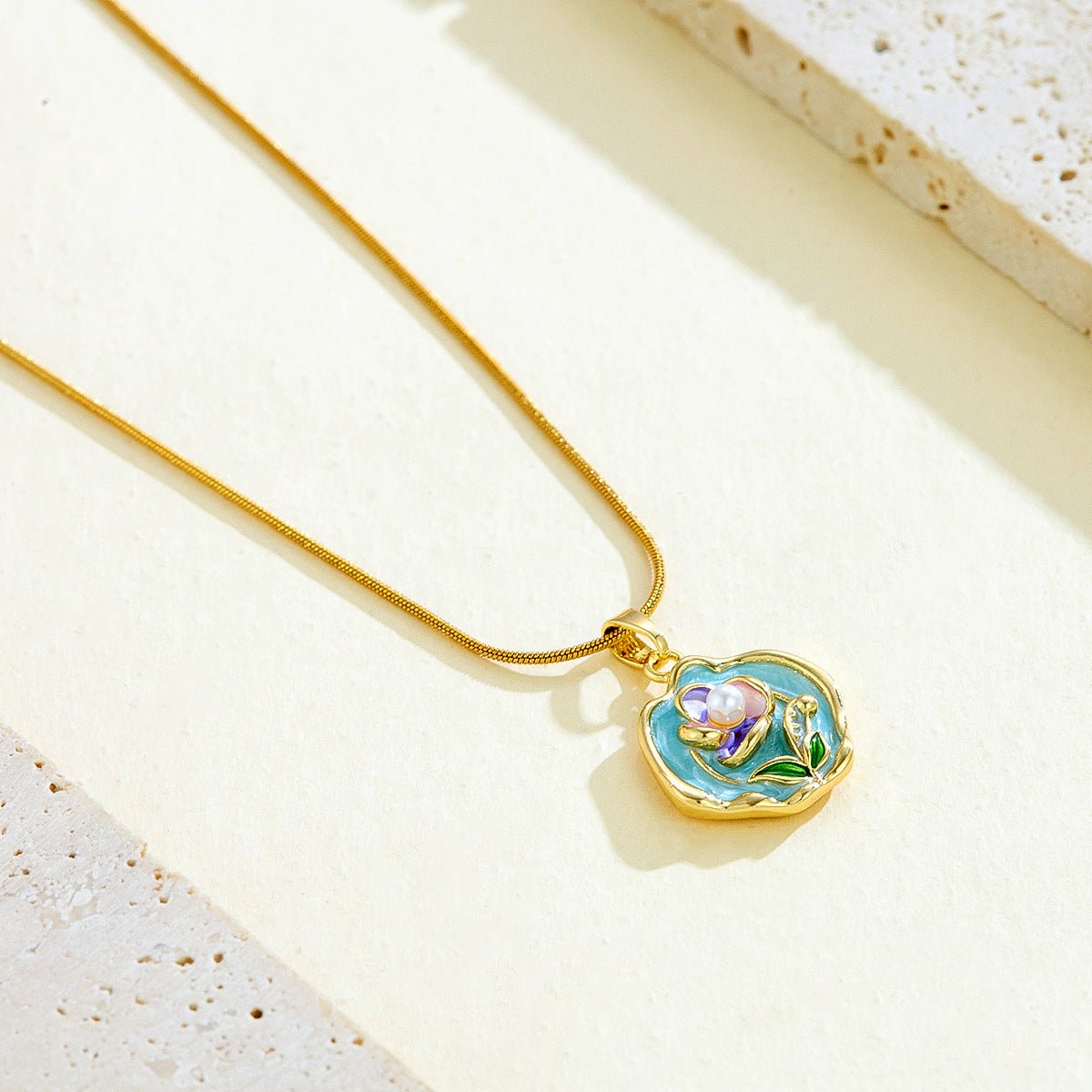 Enamel-flower Necklace