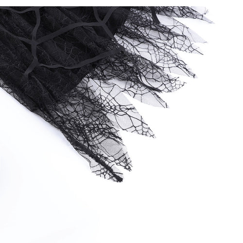 Black Heavy-duty Lace Stitching Skirt