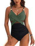 One-piece Pure Color Mesh Swimsuit