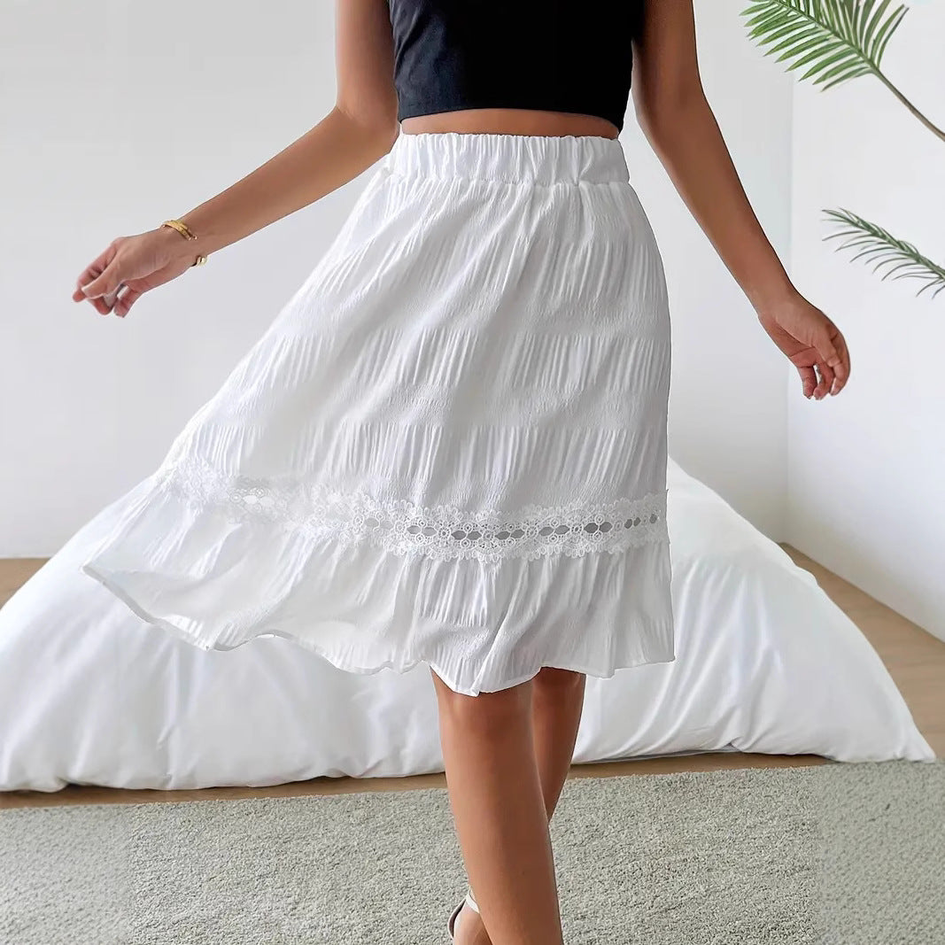 Chic Resort-style Ruffled tretch-waist Skirt