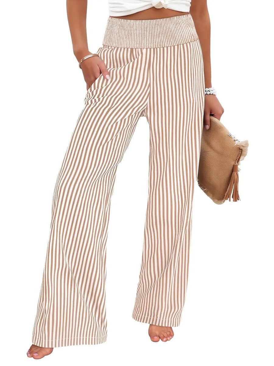 Loose-fit Ruched High-waisted Straight-leg Trousers